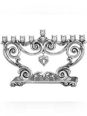 Brighton Ornate Silver Menorah-Style Candle Holder